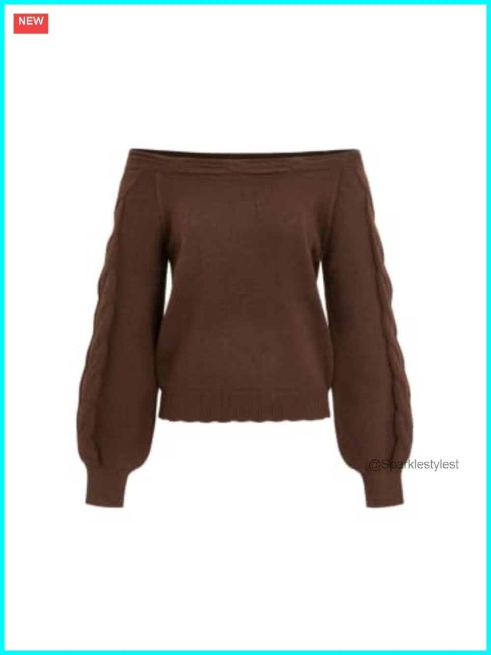 Off Shoulder Cable Knit Cropped Sweater Oversized Pullover